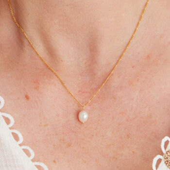 Solitaire Pearl And Gold Plated Chain Pendant Necklace, 6 of 7