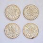 Round Floral Carved Mango Wood Trivet, thumbnail 3 of 3