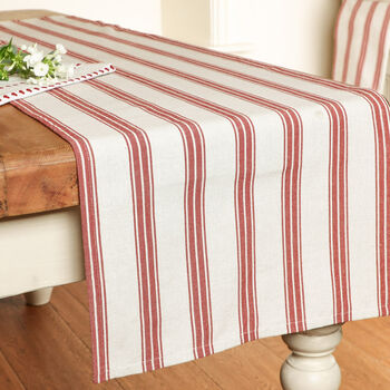 Red Stripe Cotton Dining Table Runner, 3 of 5