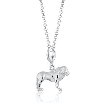 Lion Charm Necklace, Sterling Silver Or Gold Plated, 5 of 10