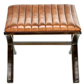 Ribbed Leather Footstool, 2 of 2