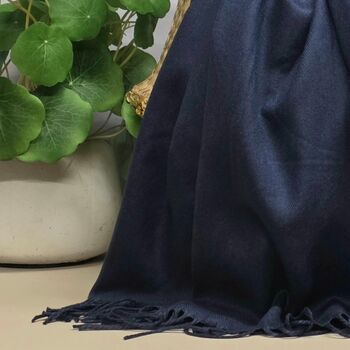 Super Soft Plain Pashmina Style Scarf In Navy Blue, 3 of 3