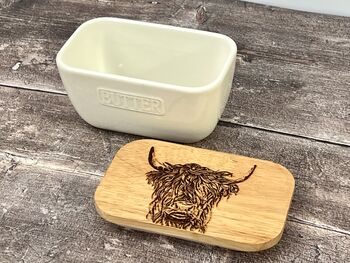 Highland Cow White Butter Dish, 2 of 4