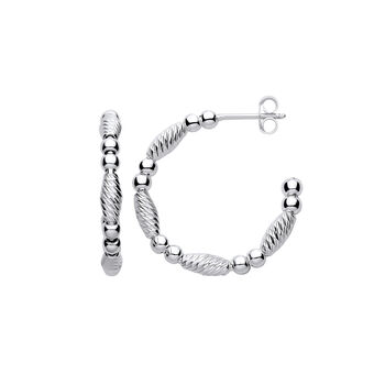 Lunaire Textured Sterling Silver Hoop Earrings, 2 of 2