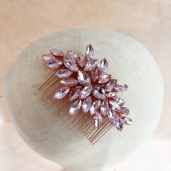 Blush Pink Crystal Hair Comb, 7 of 8