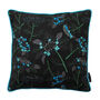 Hydrangea Black Floral Patterned Cotton Cushion, thumbnail 2 of 5