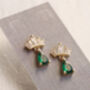 Emerald Green Crown Sterling Silver Gold Stud Earrings, thumbnail 2 of 5