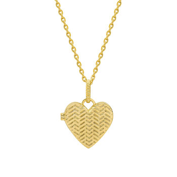 Gold Plated Sterling Silver Woven Heart Locket Necklace, 7 of 8