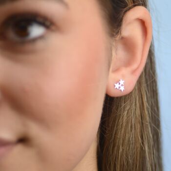 Sterling Silver Triple Star Cluster Stud Earrings, 4 of 7