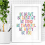 'Be Creative Kind Thankful Happy' Watercolour Print, thumbnail 1 of 1