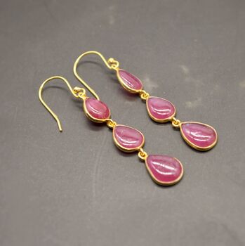 Red Ruby Drop Earrings: Silver Or Gold, July Birthstone Jewelry, 4 of 12