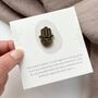 Hamsa Detailed Enamel Pin On Giftcard, thumbnail 1 of 11