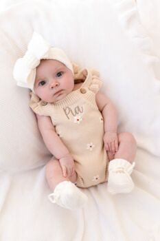 Personalised Embroidered Floral Ruffle Frill Summer Baby Romper, 3 of 5