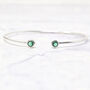 Dainty Emerald May Birthstone Sterling Silver Bangle, thumbnail 1 of 4