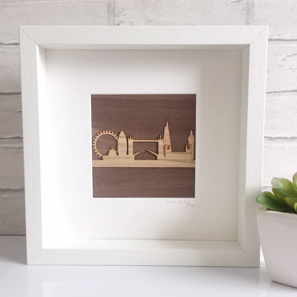 wooden london skyline framed art by jayne tapp design