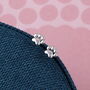 Sterling Silver Paw Print Earring Studs 'Pawsome', thumbnail 4 of 4