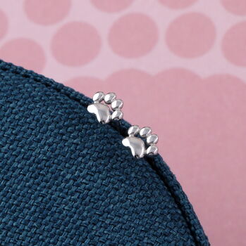 Sterling Silver Paw Print Earring Studs 'Pawsome', 4 of 4