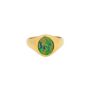 Green Oval Opal Silver Steel Signet Ring, thumbnail 3 of 12