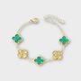 Double Sided 18 K Gold Plated Green Clover Bracelet, thumbnail 1 of 5