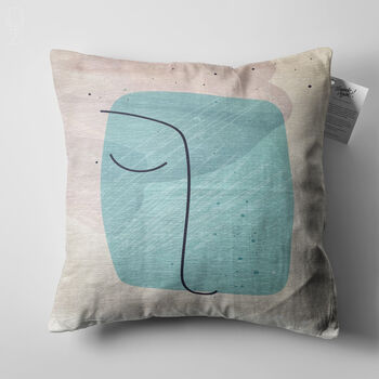 Abstract Face Pattern Cushion Cover With Mint Colourr, 5 of 7