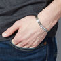 Mens Solid Sterling Silver Bracelet Ribbed, thumbnail 1 of 8