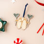 Penguins With Silver Balloons Personalised Christmas Tree Decoration, thumbnail 4 of 7