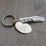 Personalised Sterling Silver Feather And Tag Keyring, thumbnail 4 of 11