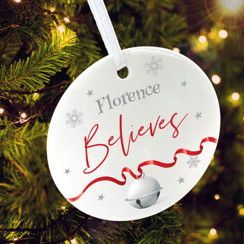 'Believes' Ceramic Disc Hanging Decoration Bauble + Gift Box, 6 of 7