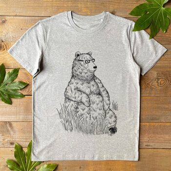 Sitting Bear Men's Organic T Shirt, 2 of 6