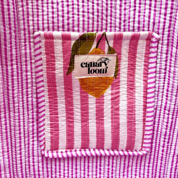 Tote Bag Cotton Pink Lemon Quilted Beach Bag Shopper, 5 of 5