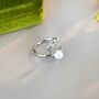 Monica Ivory Silver Pearl Roses Snow Ball Charm Gift Ring, thumbnail 3 of 5