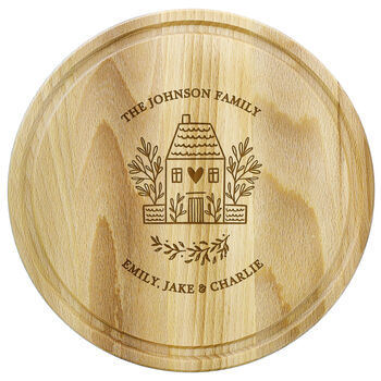 Personalised Home Round Wooden Chopping Board, 7 of 7