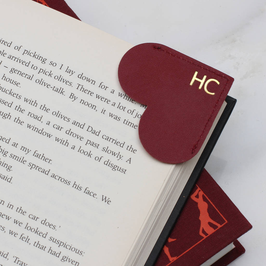 Personalised Initial Leather Heart Page Corner Bookmark, 1 of 6