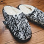 Pure Merino Wool Men's Black Slippers Mules, thumbnail 2 of 4
