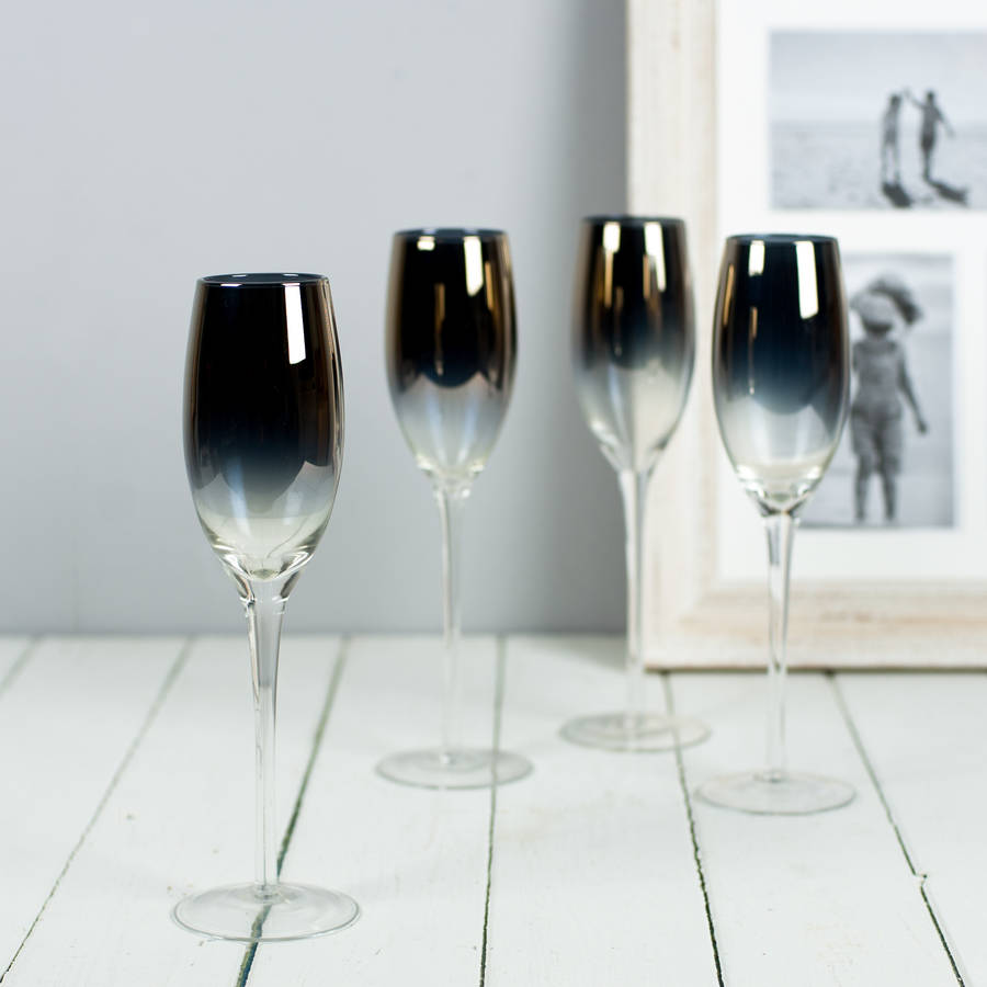 Gold Plated Champagne Flutes Set Of Four By The Orchard