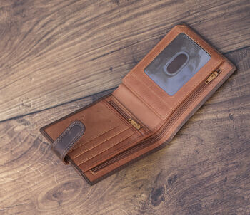 Personalised Dark Brown And Tan Leather Wallet Rfid, 6 of 9