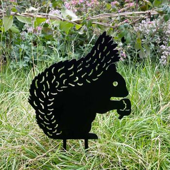 Recycled Metal Squirrel Silhouette Garden Stake, 3 of 6