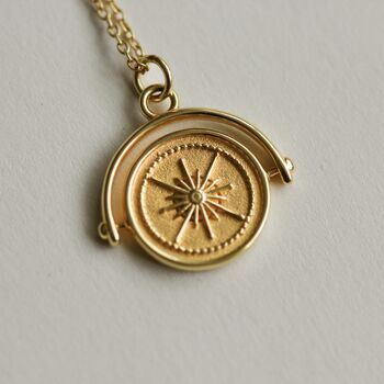 Personalised Spinning Compass Necklace Gold Vermeil / Sterling Silver, 2 of 5