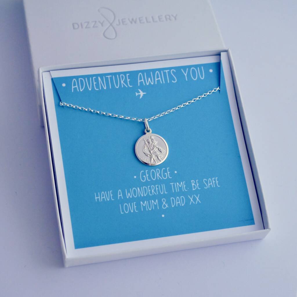 Sterling Silver Personalised St Christopher Necklace By Dizzy ...