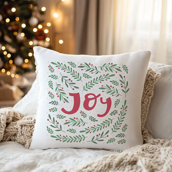 'Joy” Christmas Cushion, 2 of 5