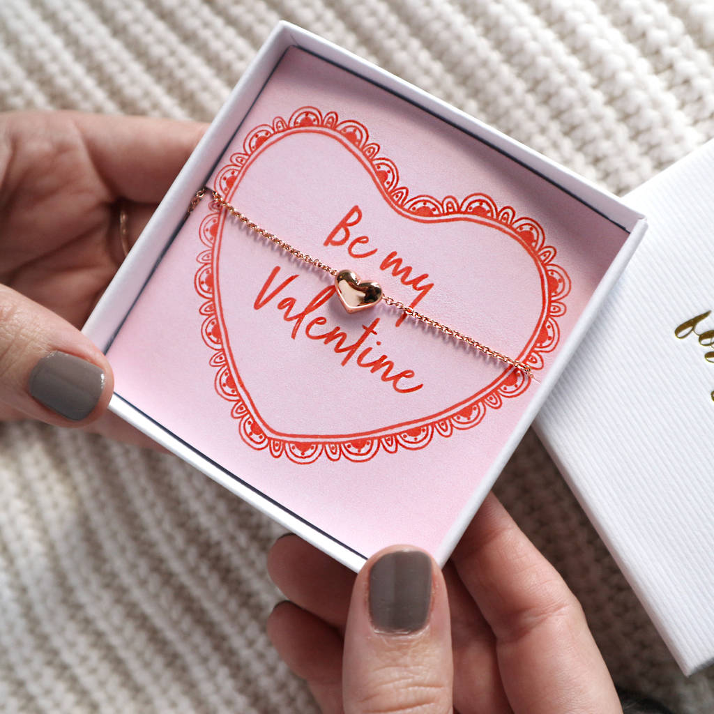 'be my valentine' heart bracelet gift by junk jewels