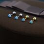 Blue Opal Screw Back Earrings In Sterling Silver, thumbnail 1 of 12