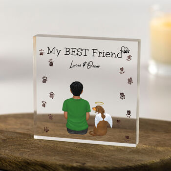 Personalised Child And Pet Loss Memorial – Custom Acrylic Block With Dog, Cat Or Rabbit, 2 of 6