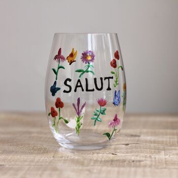 Hand Painted Botanical Salut Stemless Glass, 2 of 5