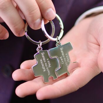 Personalised Couples Silver Jigsaw Keyrings, 2 of 7