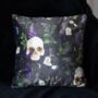 Gothic Skull Print Cushion – Spooky Home Décor, thumbnail 1 of 3
