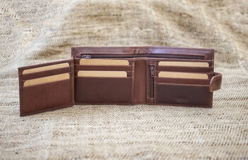 Personalised Mens Tan And Brown Leather Wallet Rfid, 4 of 11