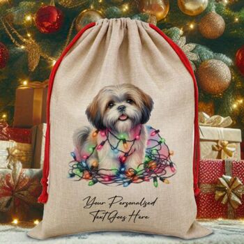 Personalised Shih Tzu In Christmas Lights, 4 of 9