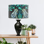 Chinoiserie Leopard Twins On Charcoal Lampshade, thumbnail 2 of 5
