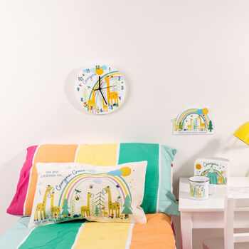 Giraffe Themed Personalised Nursery Bedroom Clock, 3 of 5